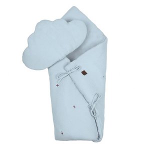 BIO mousseline QUILT met kussen BABY HORN Blauw