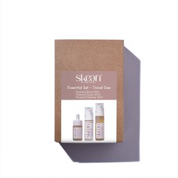 Travel size cleansing kit with anti-aging moisturizing cream and serum for face treatments. Contains products in a compact, portable box.
