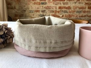 Brotkorb aus Leinen (hellrosa)