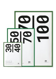 Green pine acrylic glass frame available in 30x40, 50x70, and 70x100 cm sizes.