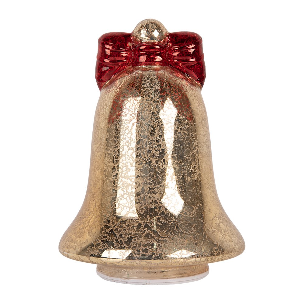 Kerstdecoratie met LED-verlichting Bel Ø 15x21 cm Goudkleurig Glas