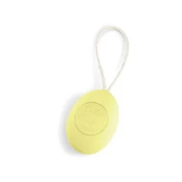 Oval-shaped green soap on a rope, made with mimosa fragrance, weighing 200g.