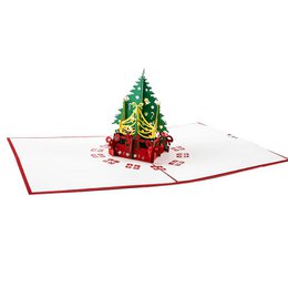 Tarjeta emergente Árbol de Navidad y regalos