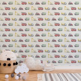 Transport Children's Wallpaper - Ivory Colour
