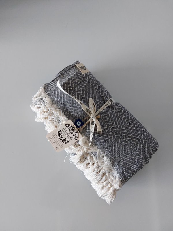 ATOM XXL Oversized Cotton Beach Towel – 200x250 cm – Picnic Blanket Throw – Grey