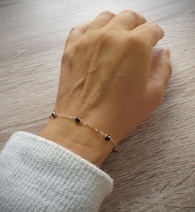 18K gold plated bracelet with black Austrian crystals