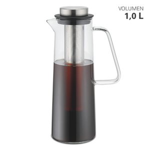 Glaskaraffe mit tiefem Edelstahlfilter 1 L