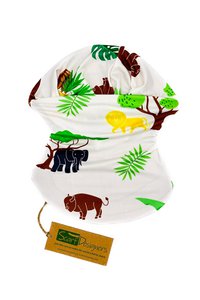 Bandana uit gerecycled polyester met dierpatroon in wit