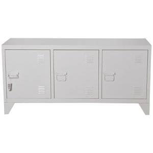 METALEN TV-KAST MET 3 DEUREN WIT+91168 120X40X58CM, POOT HOOG: 10,5CM LL84297