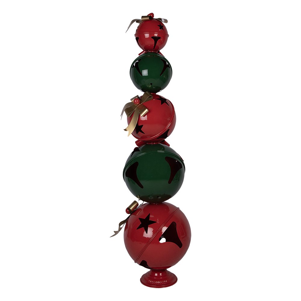 Kerstdecoratie Beeld Kerstbal 53x44x137 cm Rood Groen Metaal