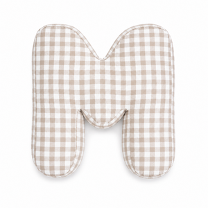 Letter Cushion Gingham Grey