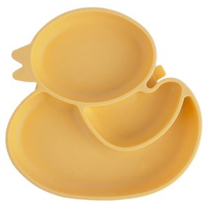 Teller für Kinder Silikon geteilte gelbe Ente 19,5 x 19 cm