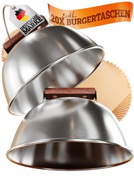  Stainless steel and acacia wood burger press set for smash burgers, griddle, grill, and fire pit.