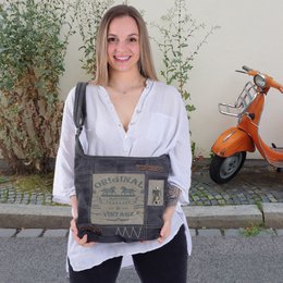Borsa a tracolla Sunsa. Borsa a marsupio in cotone intrecciato. Borsa a tracolla donna/ragazza con manico regolabile. Borsa in tessuto leggera e capiente con chiusura a zip.