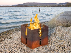 Vuurplaats fidibus, 45 x 45 x 45 cm, weerbestendig staal