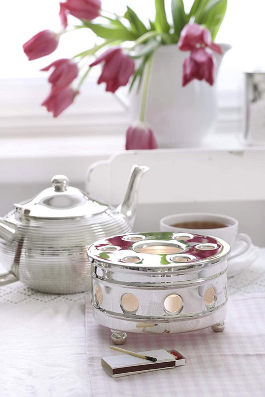 EDZARD warmer Lydia, for tealight, removable lid, heavy silver plated, diameter 13 cm
