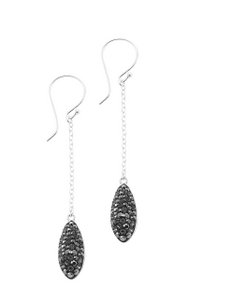 Rhodium plated dangle earrings with Black Diamond pavé drops