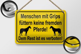 Tin sign note 18x12cm do not feed strange horses decoration