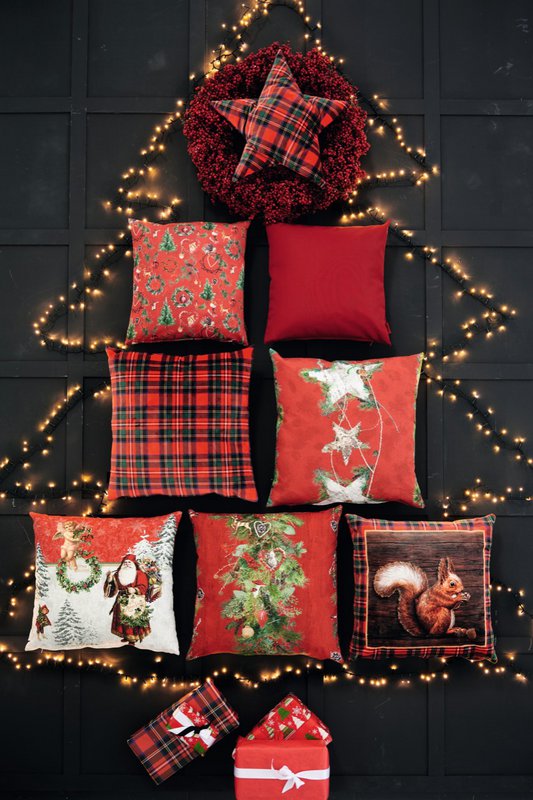 9528 kussenhoes rood/groen - 40X40