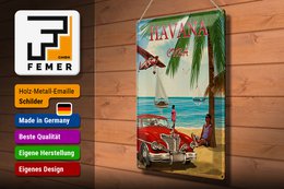 Tin Sign Havana 30x40cm Cuba Retro Holiday Palm Trees