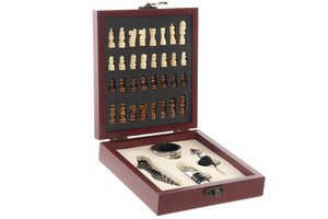 VINO SET 5 MDF INOX 15X17X4,5 AJEDREZ NATUREL RC199423