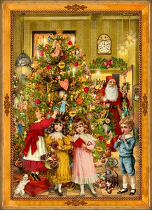 Adventkalender Kinderen bij kerstboom