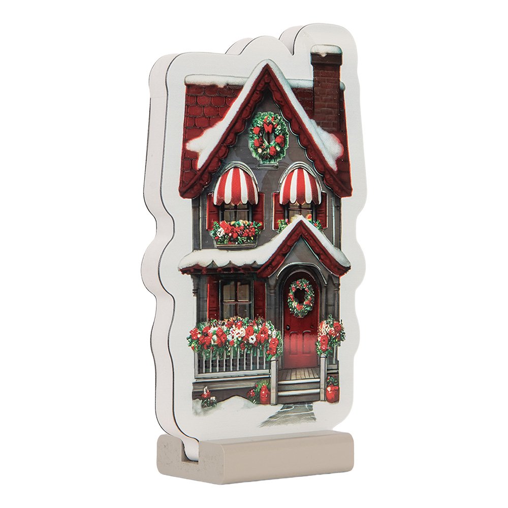 Kerst Infinity Spiegel Lamp Huis 13x5x21 cm Rood Kunststof