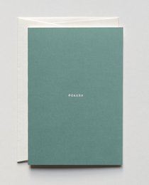 A green thank you card with the text "Thank you" printed on the cover.