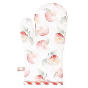 Ofenwant 18x30 cm rot weiß Baumwoll Apfelofenhandschuh