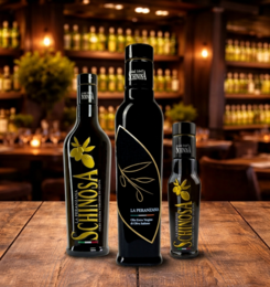  Black glass bottle, golden yellow olive branch design, premium extra virgin olive oil, elegant label, multiple sizes available.