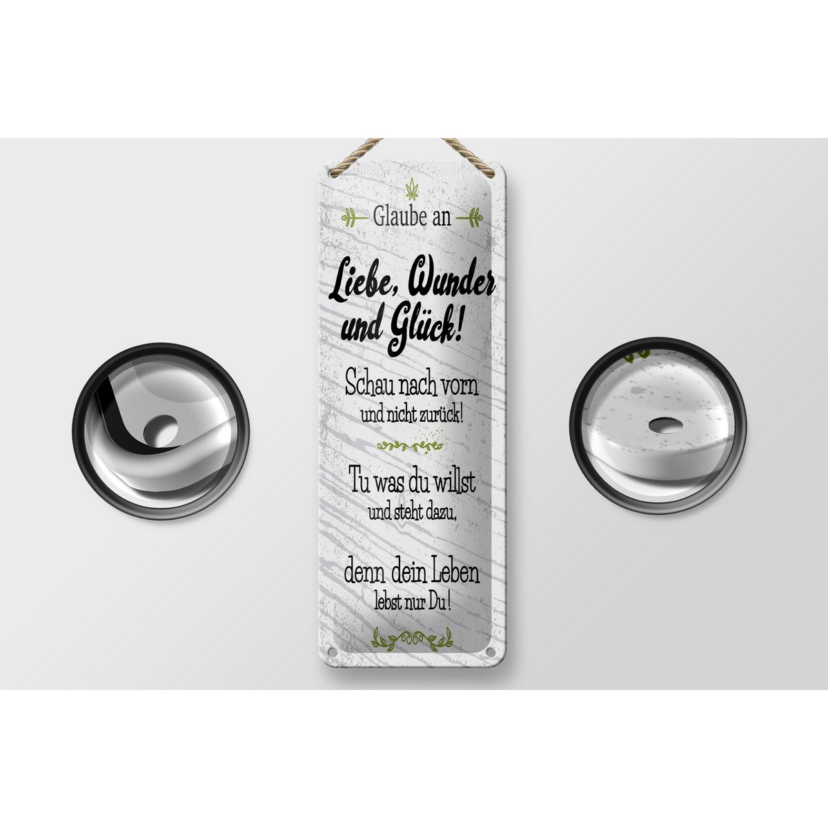 Blechschild Spruch 27x10 cm Glaube an Liebe Wunder und Glück Deko Schild
