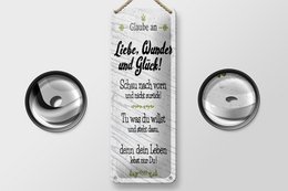 Blechschild Spruch 27x10 cm Glaube an Liebe Wunder und Glück Deko Schild