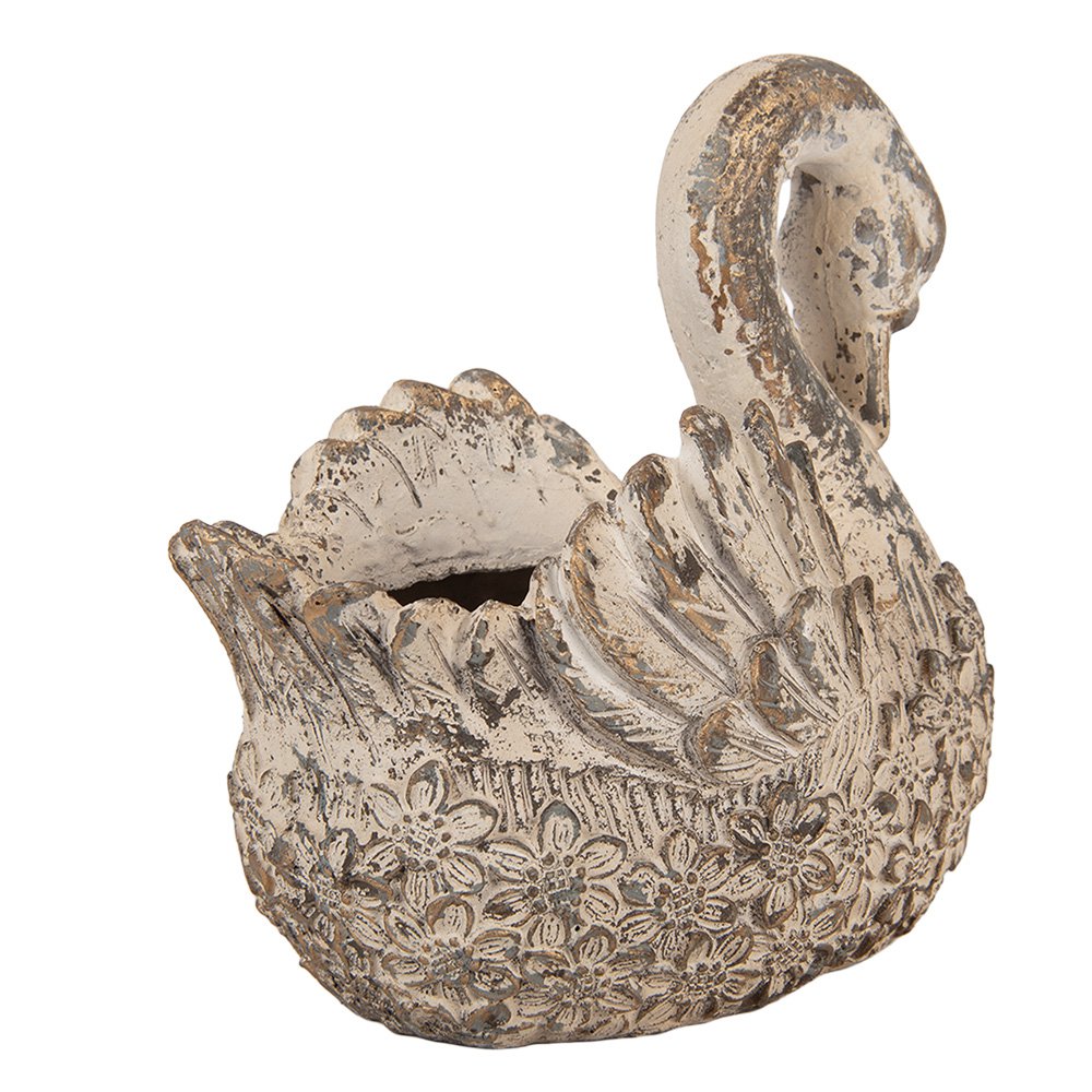 Decoratie Beeld Zwaan 18x11x17 cm Beige Keramisch materiaal