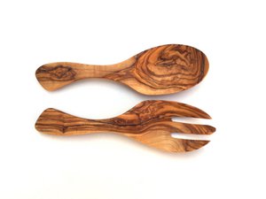2er Set Salatbesteck Kaiser 23 cm Salatlöffel aus Olivenholz