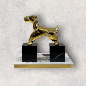 A Modernist Art Deco Chrome Terrier Statues Puppy Bookend (one pcs))