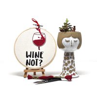 Handmade Embroidery Hoop Wall Art - Wine Lovers Collection - Textile Wall Decoration (10/15cm)