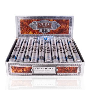 Eau de parfum voor mannen cuba zilverblauw in een sigarenvorm