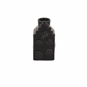 Candle holder - House - Ceramics - Black - 6x6x11cm