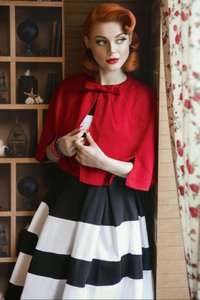 EU STOCK Sabrina Red Glamorous 50s Style Cape Shrug