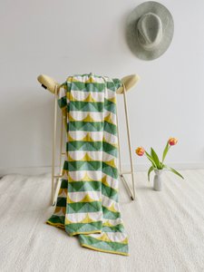 Toby dekengroen, zacht jacquard gebreide katoen