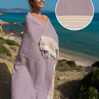 PHARAO Cotton Hammam Spa Towel – Quick Dry – Brown / Yellow - 180x100 cm