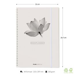 Prikkelarme A4 weekplanner 'Lotus' planboekje / werkboek met ringband
