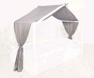 Tissi® luifel mosselin voor huisbedden 90x200 cm grijs