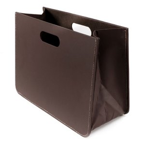 FOLDING MAGAZINE RACK IMITATION LEATHER BROWN HH22212803