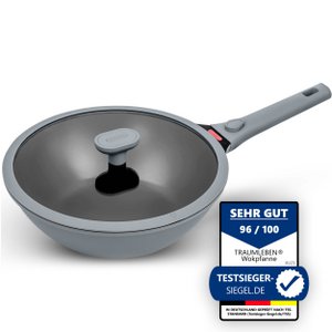 Woob pan 28 cm, niet -stick coating, verwijderbare handgrepen, inductie, oven -resistent (grijs)