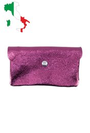 Grand porte monnaie en cuir irisé métallisé pailletté ITG1585