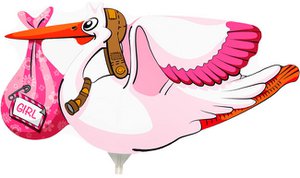 Folieballon opblaasbaar ooievaar meisje OK 8016