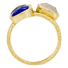 Golden brass ring "Elsa" jade and labradorite
