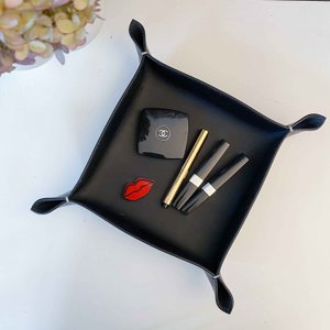 Leather tray pocket empty Corium 20 x 20 cm, black