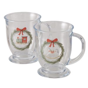 Boltze Home Mug 490ml glass Christmas wreath